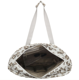 Super grote strandtas “Sallly “ van Zebra. IJsblauw-grijzig/beige luipaard print.