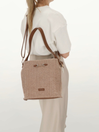 Charm London. Tas bruin-ecru gevlochten.