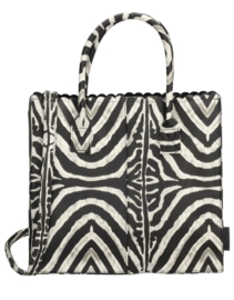 Leuke medium maat tas met zebra dessin. Zwart - lichtbeige