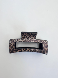 Haar klem / clip. kunststof. Panter print. Medium/Groot rechthoekig model