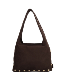 Grote Zebra tas. Model Lilou. Met gouden studs. Donkerbruin.