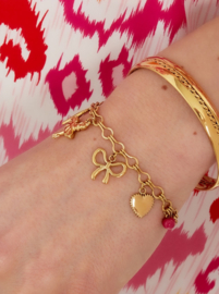 Grove RVS (stainless steel) armband met bedels. goud