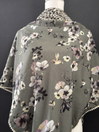 Lichtgewicht licht olijf bloemen design / mini dieren print,  couture sjaal
