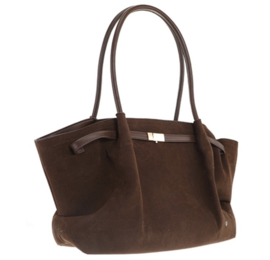 Suede look shopper Cambridge. Donker bruin
