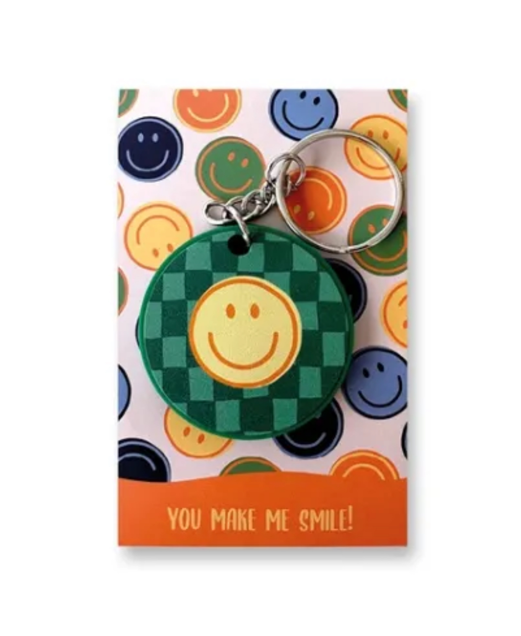 Sleutelhanger SMILEY ruit. Groen-geel-oranje