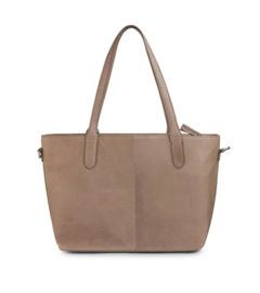 Bag 2 Bag grote luxe laptop tas Paris. Taupe Grey, écht leer.