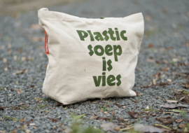 No More Plastic Bags Foundation. “Plastic soep is vies” shopper. Ecru - Groen.