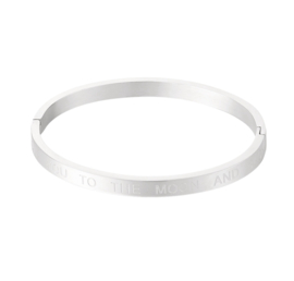 RVS (stainless steel)  bangle armband. “I love you to the moon and back” Goudkleurig.