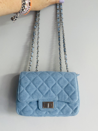 Kleine jeans tas à la Chanel met ketting hengsel