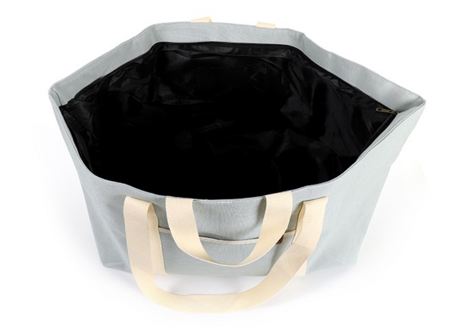Super grote Shopper / Strandtas / weekendtas. Lichtblauw - ecru