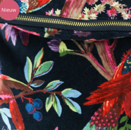 Imbarro katoen fluwelen crossbody tas met Paradise print. Zwart