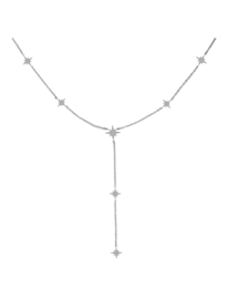 RVS (stainless steel) Y- ketting “stars”. Zilverkleurig