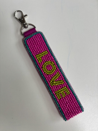 Biba sleutelhanger kraaltjes LOVE. Roze-groen-lime