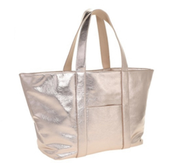 Grote half glanzende Shopper / Strandtas Seychellen, kleur PINK champagne