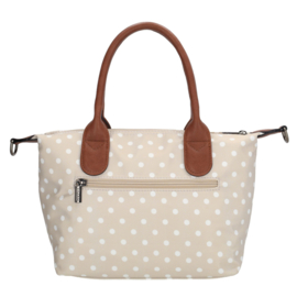 Charm Londen, kleine nylon stippen tas. Beige - wit.