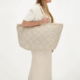 Grote strandtas “ Richelle “ van Zebra. Zandkleurige print.