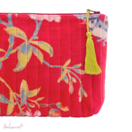Mooie fluwelen clutch / toilettas Vivienne van Imbarro, Donker Fuchsia roze.