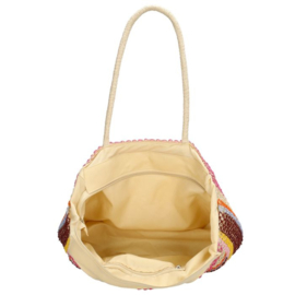 Lichtgewicht rattan shopper horizontale streep kleur.