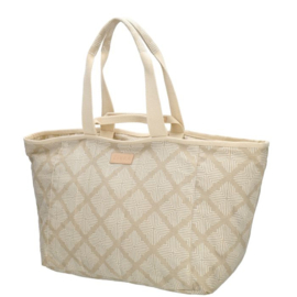 Grote strandtas “ Richelle “ van Zebra. Zandkleurige print.