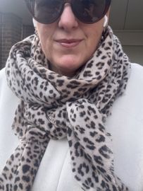 Langwerpige medium/dunne super soft sjaal. Beige panter.