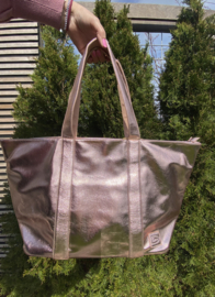 Grote half glanzende Shopper / Strandtas,  Rosé metalic