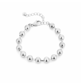 Stainless steel armband, grote beweegbare kralen.