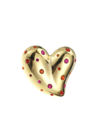 By Jam RVS (stainless steel) grote ring met steentjes. Hart of Bloem