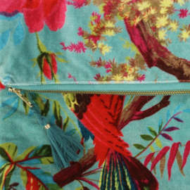 Imbarro katoen fluwelen crossbody tas met Paradise print. 2 kleuren.