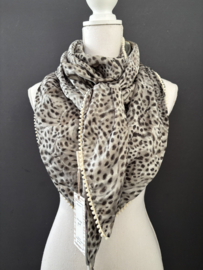 Lichtgewicht licht olijf bloemen design / mini dieren print,  couture sjaal
