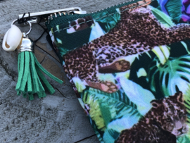 Toilettasje Luipaard - blader print. Multi colour.