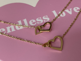 Stainless steel armbanden SET. Endless Love. 2 x goud