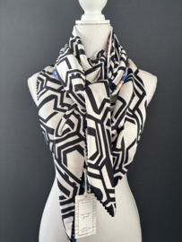 Prachtig kleurig bloemen design / geografische print,  couture sjaal