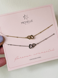 Stainless steel armbanden SET. Forever connected. 1 x goud/1x zilver
