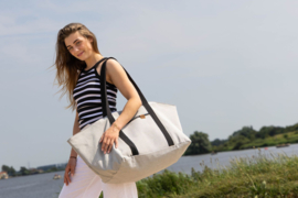 Super grote Shopper / Strandtas / weekendtas. Grijs - zwart.