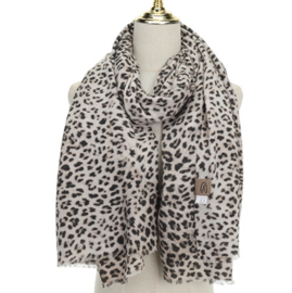 Langwerpige medium/dunne super soft sjaal. Beige panter.