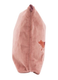Mooie fluwelen teckel clutch / toilettas van Imbarro. borduur Noble, oudroze.
