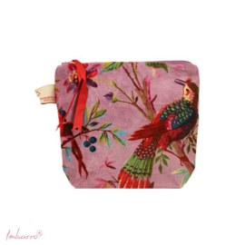 Mooie fluwelen shopper van Imbarro. Lila / roze. Paradise print.