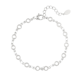 Armband Stainless steel, cirkels. Zilverkleurig.