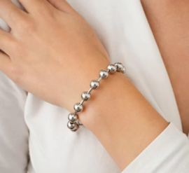 Stainless steel armband, grote beweegbare kralen.