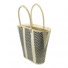 Strandtas - mand / kleine shopper. Hoog model. Mars & More. Naturel - zwart.