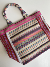 Leuke gestreepte shopper / strandtas. Multi colour