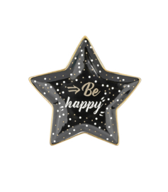 Aardewerk (sieraden) schaaltje. Ster, Be Happy, zwart.