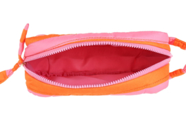 Gewatteerde toilettas met lus. Roze / Oranje. L’amour.