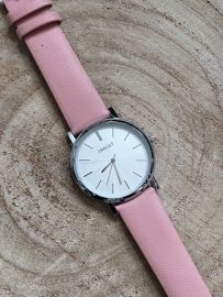 Horloge Ernest,  stijlvol. Roze-Zilver.