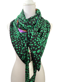 Felle kleuren grafisch colourblock / groene panter, couture sjaal