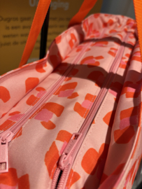 Super grote strandtas “Sallly “ van Zebra. Oranje/roze luipaard print.
