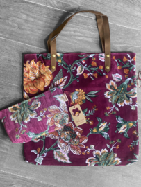 Mooie fluwelen shopper Romee van Imbarro. Bordeaux rood. 