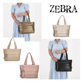 Zebra gewatteerde tas / shopper, leather-look. Medium model Evie. verschillende kleuren