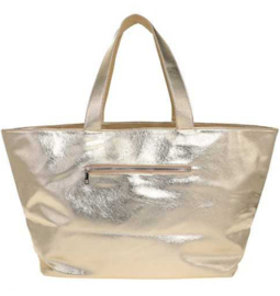 Grote half glanzende Shopper / Strandtas Seychellen, kleur goud