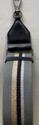 Schouderband streep, extra lang,  grijs-zwart-goud-zilver